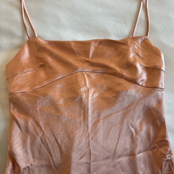 Princess Polly Satin Peach/Pink Champagne Shift Mini Dress - Picture 5 of 7